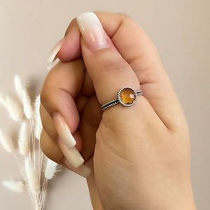 NEW! Citrine Boho Rope Ring Sterling Silver Jewelry Rings Hippie Western 925